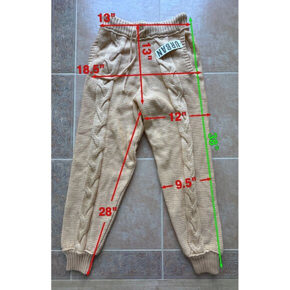 Urban  Out From  Under warm Cable Knit Joggers Yellow Women Size S‎ P - Picture 2 of 8